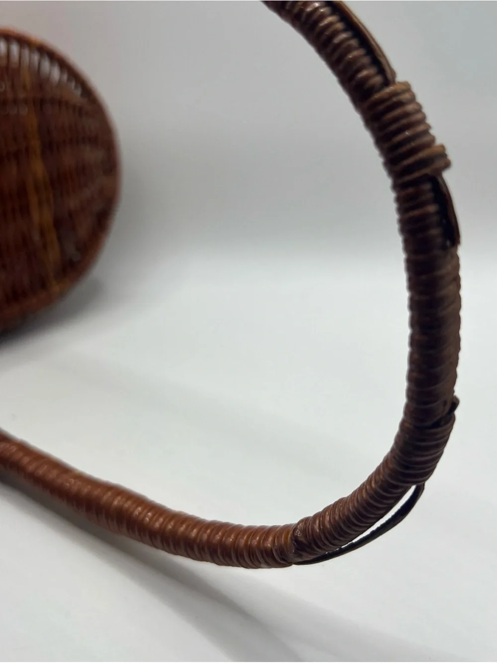 Vintage Small Wicker Gathering Basket Double Lid Cottagecore Farmhouse Decor